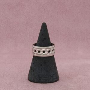 sterling silver vintage curb chain band ring size 6.5